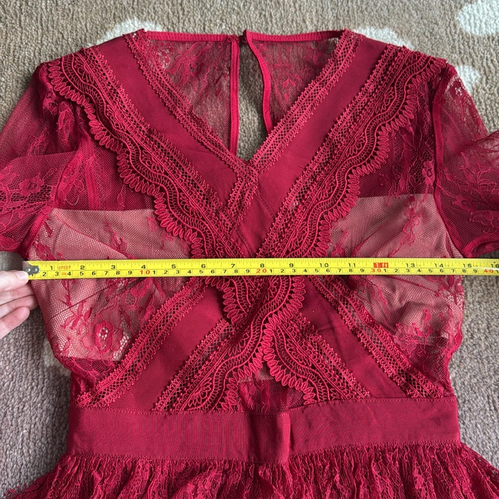 Red Lace Ruffle Dress - Picture 7 of 11